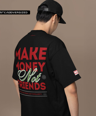 routinkwear Typography, Printed Men Round Neck Black T-Shirt