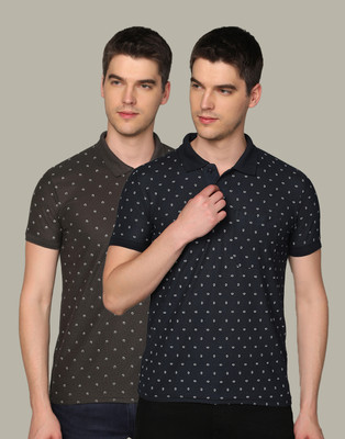 INKKR Printed Men Polo Neck Multicolor T-Shirt