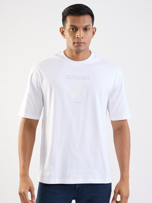 Spykar Solid Men Round Neck White T-Shirt