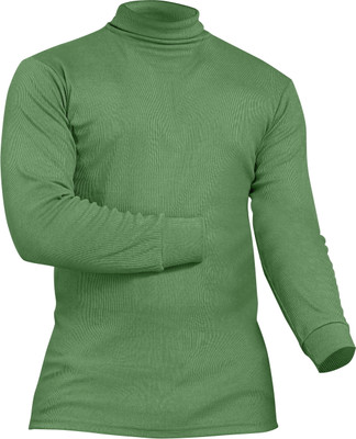 TRUST OUS Self Design Men High Neck Green T-Shirt