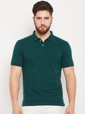 CANTABIL Printed Men Polo Neck Dark Green T-Shirt