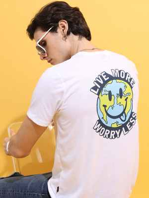 HIGHLANDER Printed, Typography Men Round Neck White T-Shirt