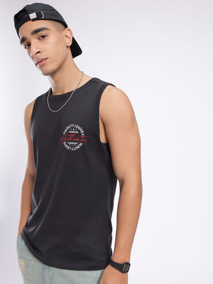Glitchez Printed Men Round Neck Black T-Shirt