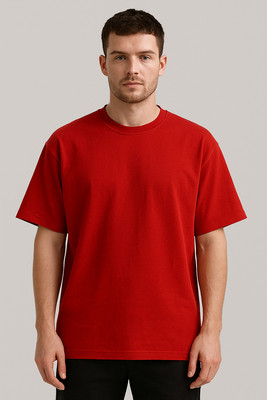 wingpanther Solid Men Round Neck Red T-Shirt