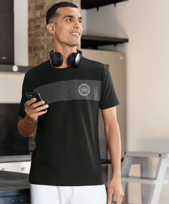 U.S. POLO ASSN. Striped Men Round Neck Black T-Shirt