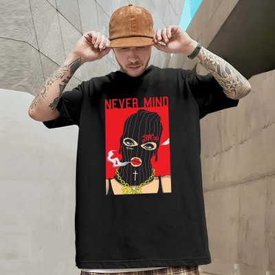 Manlino Printed Men Round Neck Black T-Shirt