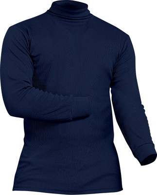 TRUST OUS Self Design Men High Neck Dark Blue T-Shirt