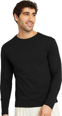 OrrganicChics Solid Men Round Neck Black T-Shirt