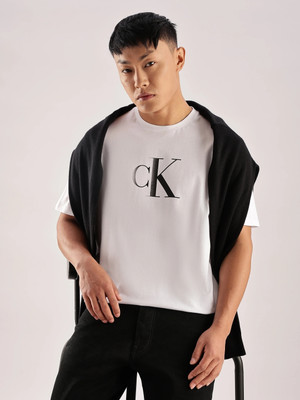 Calvin Klein Jeans Printed Men Round Neck White T-Shirt