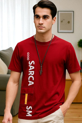 FASHIUM Printed Men Round Neck Red T-Shirt