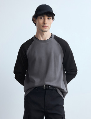 FLYING MACHINE Colorblock Men Crew Neck Grey T-Shirt