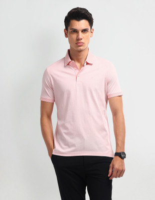 ARROW Self Design Men Polo Neck Pink T-Shirt