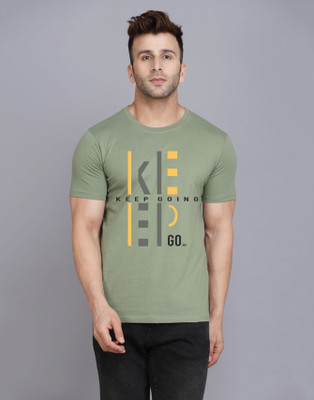 SLOWLORIS Printed, Typography Men Round Neck Light Green T-Shirt