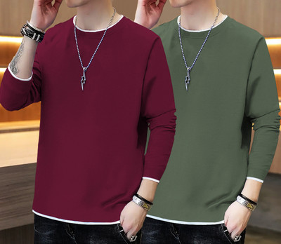 TRIPR Solid Men Round Neck Multicolor T-Shirt