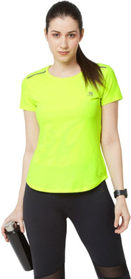 Laasa Sports Solid Women Crew Neck Green T-Shirt
