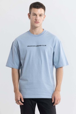 Snitch Typography, Printed Men Round Neck Blue T-Shirt