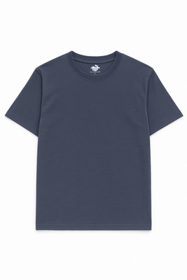 Falconmoose Solid Men Crew Neck Grey T-Shirt