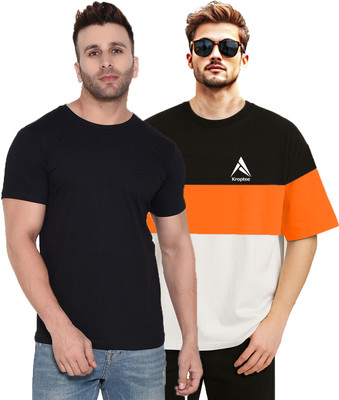 Kroptee Colorblock, Solid Men Round Neck Multicolor T-Shirt