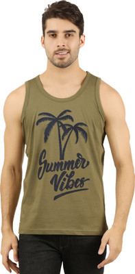 JUGULAR Printed Men Scoop Neck Dark Green T-Shirt