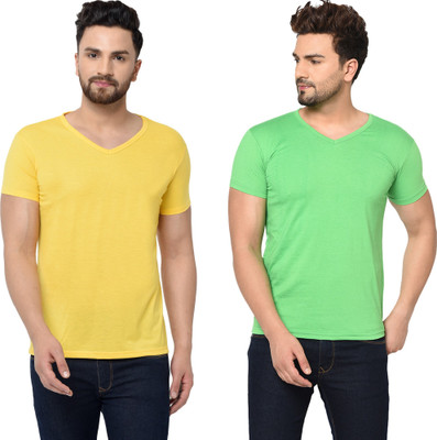 Tresna Fab Solid Men V Neck Multicolor T-Shirt