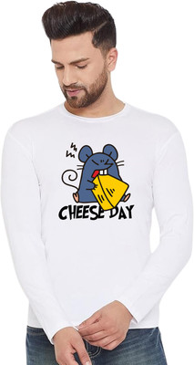 LV CARE Printed Men Round Neck White T-Shirt