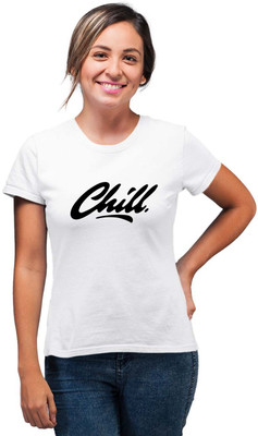 SmarTee Street Typography Women Round Neck White T-Shirt
