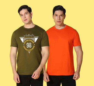 WOOSTRO Printed Men Round Neck Multicolor T-Shirt