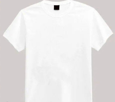 ADN Solid Men Round Neck White T-Shirt