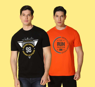 WOOSTRO Typography Men Round Neck Multicolor T-Shirt