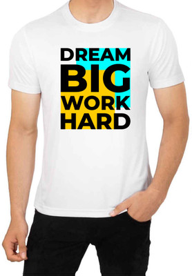 LV CARE Printed Men Round Neck White T-Shirt