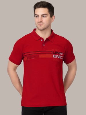 Zeffit Printed Men Polo Neck Red T-Shirt