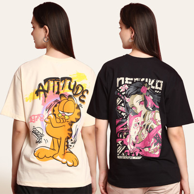 DreamBe Printed Women Round Neck Multicolor T-Shirt