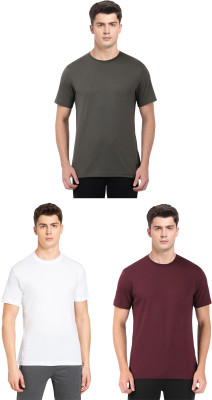 JOCKEY Solid Men Round Neck White, Maroon, Black T-Shirt
