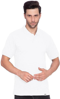 Btag Solid Men Polo Neck White T-Shirt