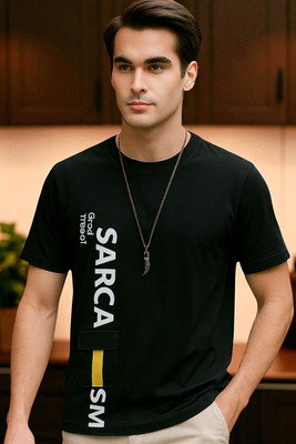 FASHIUM Printed Men Round Neck Black T-Shirt