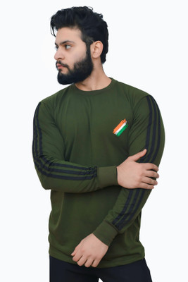 AZYXREN Printed Men Polo Neck Green T-Shirt