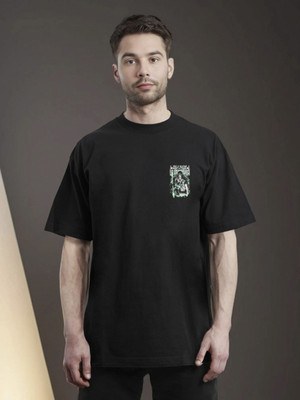 Moda Rapido Printed Men Round Neck Black T-Shirt