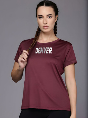 SZN Graphic Print Women Round Neck Maroon T-Shirt