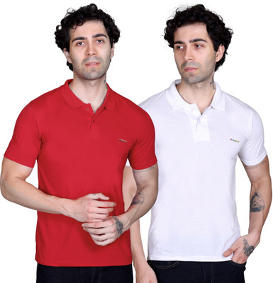 DZANT Solid Men Polo Neck Multicolor T-Shirt