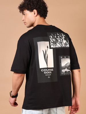 V-MART Printed Men Round Neck Black T-Shirt