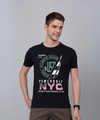 CANTABIL Printed Men Round Neck Navy Blue T-Shirt