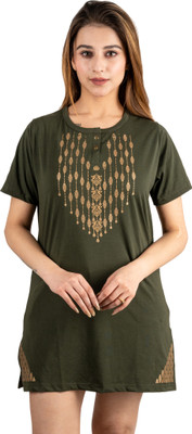 URBE-URBAN EVOLUTION Printed Women Round Neck Green T-Shirt