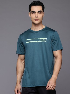 HRX by Hrithik Roshan Striped Men Round Neck Green T-Shirt