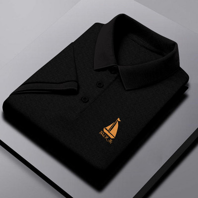 Lebridog Fashion Embroidered Men Polo Neck Reversible Black T-Shirt