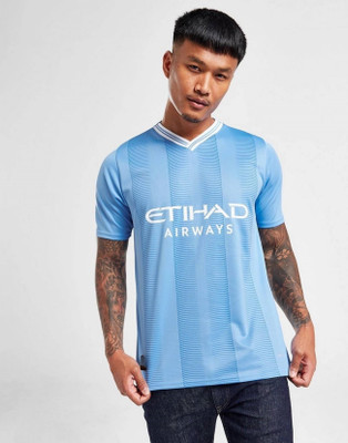 Thiva Printed Men V Neck Blue T-Shirt