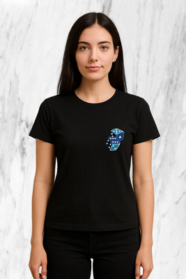 Buddy Collection Solid Women Round Neck Black T-Shirt