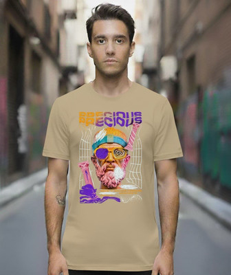 PIDAM Graphic Print Men Crew Neck Reversible Beige T-Shirt