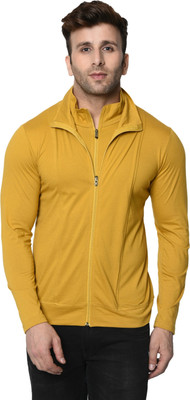 Tresna Fab Solid Men High Neck Yellow T-Shirt