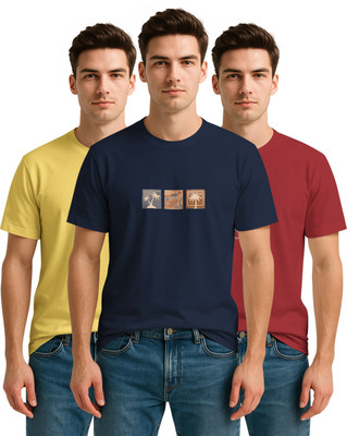 Bullmer Printed Men Round Neck Multicolor T-Shirt