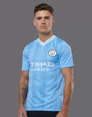 MSV Typography, Striped Men Polo Neck Blue T-Shirt